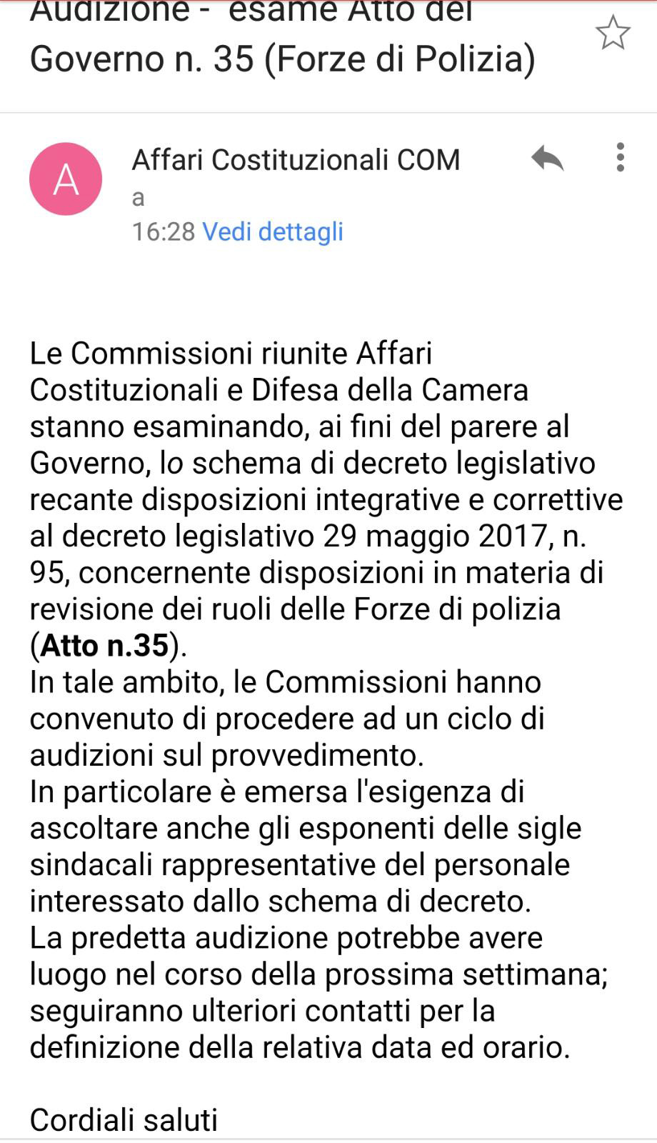 audizione I commissione